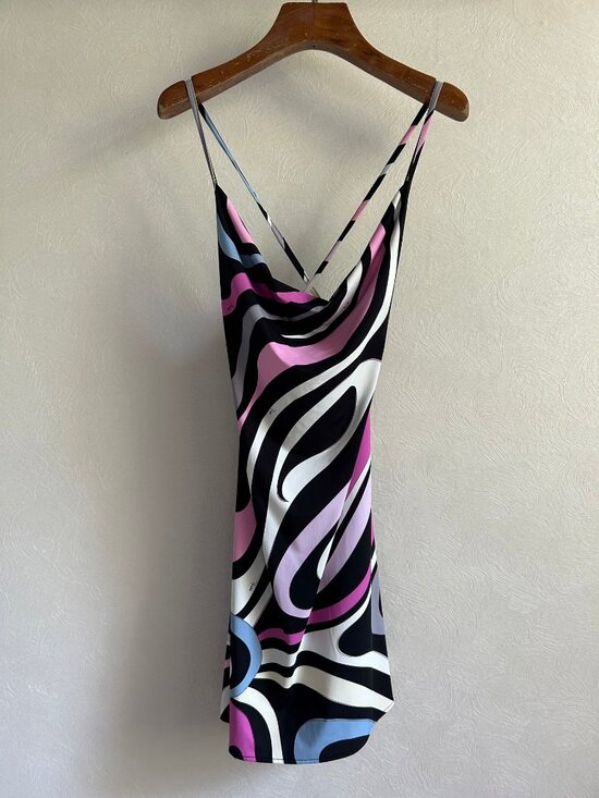 Emilio Pucci Dresses & Skirts - Emilio Pucci Swirl Print Cowl Cross Back Mini Slip Dress